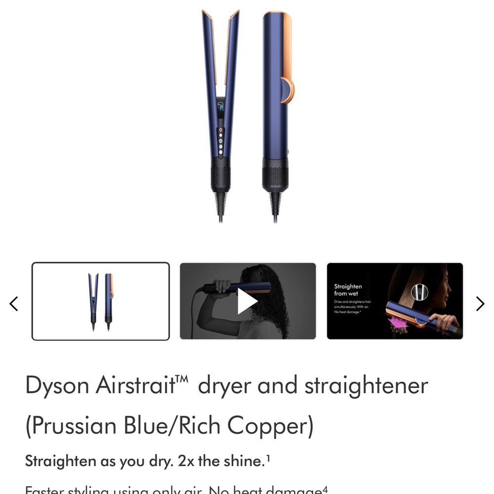 Dyson Airstrait Hair Tool - Blue and Copper